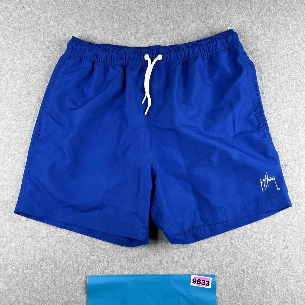 Ed Harvey Swim Trunks Mens Small Blue Lined Beach Board Shorts Bathing Suit Mens